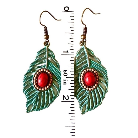 Vintage Style Large Dangle Hoop Earrings Bronze Tone - Picture 5 of 5